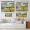 Designart - Red Tulips On The Bank Near A Mountain River - Lake House Print on Natural Pine Wood